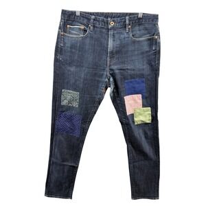 Bonobos Jeans Mens 34x32 Blue Selvedge Regular Fit Patchwork Denim Made USA